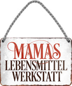 4252024205879 Schilderstore24 Schilderstore24 Blechschilder sind perfekt als Geschenk zu Weihnachten, Geburtstage, Feiern, Partys, Grillabende, Namenstag, Feiertag, Mädelsabend, Hochzeit. Jederzeit stilvoll im Wohnzimmer, Partykeller, Garage, Praxis, Büro, Café, Hauseingang Garten Haushalt Heim Zuhause Gartenarbeit Hausarbeit Zuhause Blumen	 ''Mamas Lebensmittel Werkstatt''		18x12cm