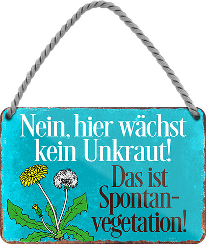 4252024205893 Schilderstore24 	Schilderstore24 Blechschilder sind perfekt als Geschenk zu Weihnachten, Geburtstage, Feiern, Partys, Grillabende, Namenstag, Feiertag, Mädelsabend, Hochzeit. Jederzeit stilvoll im Wohnzimmer, Partykeller, Garage, Praxis, Büro, Café, Hauseingang Garten Haushalt Heim Zuhause Gartenarbeit Hausarbeit Zuhause Blumen ''Nein, hier wächst kein Unkraut. Das ist Spontanvegetation''		18x12cm