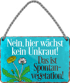 4252024205893 Schilderstore24 	Schilderstore24 Blechschilder sind perfekt als Geschenk zu Weihnachten, Geburtstage, Feiern, Partys, Grillabende, Namenstag, Feiertag, Mädelsabend, Hochzeit. Jederzeit stilvoll im Wohnzimmer, Partykeller, Garage, Praxis, Büro, Café, Hauseingang Garten Haushalt Heim Zuhause Gartenarbeit Hausarbeit Zuhause Blumen ''Nein, hier wächst kein Unkraut. Das ist Spontanvegetation''		18x12cm