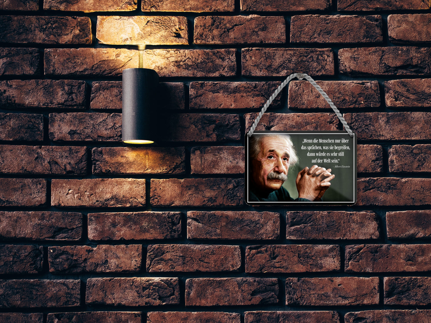 Tin sign ''If people only talked about what they understand... (Einstein)'' 18x12cm