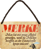 4252024201284	Geschenk Weihnachten, Geburtstage, Feiern, Partys, Grillabende, Namenstag, Feiertag, Mädelsabend, Hochzeit Wohnzimmer, Partykeller, Garage, Praxis, Büro, Café, Hauseingang Alkohol Cocktail Bier Sekt Getränk Bier Alkohol schnaps promille tequila   Schilderstore24 	 ''Merke. Man hat erst genug Alkohol''