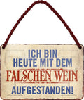 4252024200942 Schilderstore24 Schilderstore24 Blechschilder sind perfekt als Geschenk zu Weihnachten, Geburtstage, Feiern, Partys, Grillabende, Namenstag, Feiertag, Mädelsabend, Hochzeit. Jederzeit stilvoll im Wohnzimmer, Partykeller, Garage, Praxis, Büro, Café, Hauseingang Alkohol Cocktail Bier Sekt Getränk Bier Alkohol schnaps promille tequila   	 ''mit dem falschen Wein aufgestanden''		18x12cm