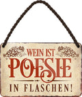 4252024201017 Schilderstore24 	Schilderstore24 Blechschilder sind perfekt als Geschenk zu Weihnachten, Geburtstage, Feiern, Partys, Grillabende, Namenstag, Feiertag, Mädelsabend, Hochzeit. Jederzeit stilvoll im Wohnzimmer, Partykeller, Garage, Praxis, Büro, Café, Hauseingang Alkohol Cocktail Bier Sekt Getränk Bier Alkohol schnaps promille tequila    ''Wein ist Poesie in Flaschen''		18x12cm