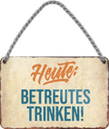 4252024200911	Schilderstore24 Schilderstore24 Blechschilder sind perfekt als Geschenk zu Weihnachten, Geburtstage, Feiern, Partys, Grillabende, Namenstag, Feiertag, Mädelsabend, Hochzeit. Jederzeit stilvoll im Wohnzimmer, Partykeller, Garage, Praxis, Büro, Café, Hauseingang Alkohol Cocktail Bier Sekt Getränk Bier Alkohol schnaps promille tequila   	 ''Heute betreutes trinken''		18x12cm
