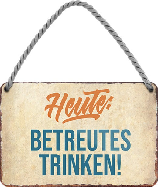 4252024200911	Schilderstore24 Schilderstore24 Blechschilder sind perfekt als Geschenk zu Weihnachten, Geburtstage, Feiern, Partys, Grillabende, Namenstag, Feiertag, Mädelsabend, Hochzeit. Jederzeit stilvoll im Wohnzimmer, Partykeller, Garage, Praxis, Büro, Café, Hauseingang Alkohol Cocktail Bier Sekt Getränk Bier Alkohol schnaps promille tequila   	 ''Heute betreutes trinken''		18x12cm