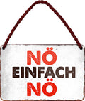 4252024210934 Schilderstore24 Schilderstore24 Blechschilder sind perfekt als Geschenk zu Weihnachten, Geburtstage, Feiern, Partys, Grillabende, Namenstag, Feiertag, Mädelsabend, Hochzeit. Jederzeit stilvoll im Wohnzimmer, Partykeller, Garage, Praxis, Büro, Café, Hauseingang Sarkasmus Ironie Funny Schwarzer Humor faul dumm fun rente lästern teufel	 ''NÖ. Einfach NÖ''		18x12cm