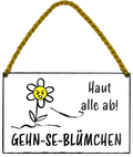 4252024205992	Geschenk zu Weihnachten, Geburtstage, Feiern, Partys, Grillabende, Namenstag, Feiertag, Mädelsabend, Hochzeit Wohnzimmer, Partykeller, Garage, Praxis, Büro, Café, Hauseingang Garten Haushalt Heim Zuhause Gartenarbeit Hausarbeit Zuhause BlumenSchilderstore24 	 ''Haut alle ab. Gehn-se-blümchen''