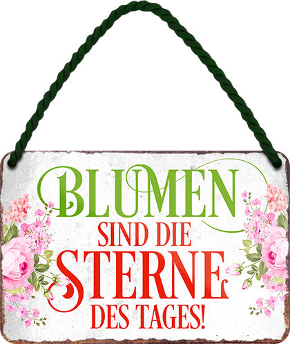 4252024205954 Schilderstore24 Schilderstore24 Blechschilder sind perfekt als Geschenk zu Weihnachten, Geburtstage, Feiern, Partys, Grillabende, Namenstag, Feiertag, Mädelsabend, Hochzeit. Jederzeit stilvoll im Wohnzimmer, Partykeller, Garage, Praxis, Büro, Café, Hauseingang Garten Haushalt Heim Zuhause Gartenarbeit Hausarbeit Zuhause Blumen	 ''Blumen sind die Sterne des Tages''		18x12cm