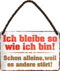 4252024210866 Schilderstore24 	Schilderstore24 Blechschilder sind perfekt als Geschenk zu Weihnachten, Geburtstage, Feiern, Partys, Grillabende, Namenstag, Feiertag, Mädelsabend, Hochzeit. Jederzeit stilvoll im Wohnzimmer, Partykeller, Garage, Praxis, Büro, Café, Hauseingang Sarkasmus Ironie Funny Schwarzer Humor faul dumm fun rente lästern teufel ''Ich bleibe so wie ich bin''		18x12cm