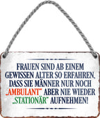 4252024210798 Schilderstore24 Schilderstore24 Blechschilder sind perfekt als Geschenk zu Weihnachten, Geburtstage, Feiern, Partys, Grillabende, Namenstag, Feiertag, Mädelsabend, Hochzeit. Jederzeit stilvoll im Wohnzimmer, Partykeller, Garage, Praxis, Büro, Café, Hauseingang Sarkasmus Ironie Funny Schwarzer Humor faul dumm fun rente lästern teufel	 ''Frauen sind ab einem gewissen Alter so erfahren''		18x12cm