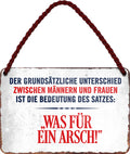 4252024211078 Schilderstore24 	Schilderstore24 Blechschilder sind perfekt als Geschenk zu Weihnachten, Geburtstage, Feiern, Partys, Grillabende, Namenstag, Feiertag, Mädelsabend, Hochzeit. Jederzeit stilvoll im Wohnzimmer, Partykeller, Garage, Praxis, Büro, Café, Hauseingang Sarkasmus Ironie Funny Schwarzer Humor faul dumm fun rente lästern teufel ''Der grundsätzliche Unterschied zwischen Männern Frauen''		18x12cm