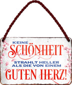 4252024206555 Schilderstore24 	Schilderstore24 Blechschilder sind perfekt als Geschenk zu Weihnachten, Geburtstage, Feiern, Partys, Grillabende, Namenstag, Feiertag, Mädelsabend, Hochzeit. Jederzeit stilvoll im Wohnzimmer, Partykeller, Garage, Praxis, Büro, Café, Hauseingang Weisheiten Leben Sprichwörter Tipp wahrheit sprichwort tiefsinnig ratschlag ''Keine Schönheit strahlt heller als guten Herz''		18x12cm