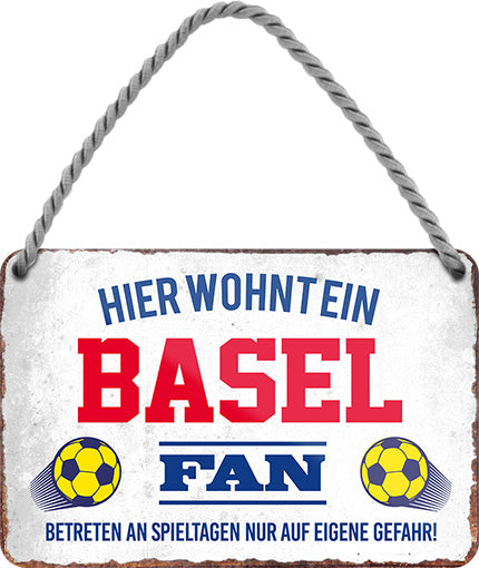 4252024203714 Schilderstore24 	Schilderstore24 Blechschilder sind perfekt als Geschenk zu Weihnachten, Geburtstage, Feiern, Partys, Grillabende, Namenstag, Feiertag, Mädelsabend, Hochzeit. Jederzeit stilvoll im Wohnzimmer, Partykeller, Garage, Praxis, Büro, Café, Hauseingang Fußball Mannschaft Verein Bolzen Ball sport liga kicken stadion freizeit ''Basel Fan''		18x12cm