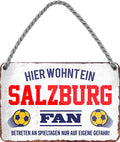 4252024204148 Schilderstore24 Schilderstore24 Blechschilder sind perfekt als Geschenk zu Weihnachten, Geburtstage, Feiern, Partys, Grillabende, Namenstag, Feiertag, Mädelsabend, Hochzeit. Jederzeit stilvoll im Wohnzimmer, Partykeller, Garage, Praxis, Büro, Café, Hauseingang Fußball Mannschaft Verein Bolzen Ball sport liga kicken stadion freizeit	 ''Salzburg Fan''		18x12cm
