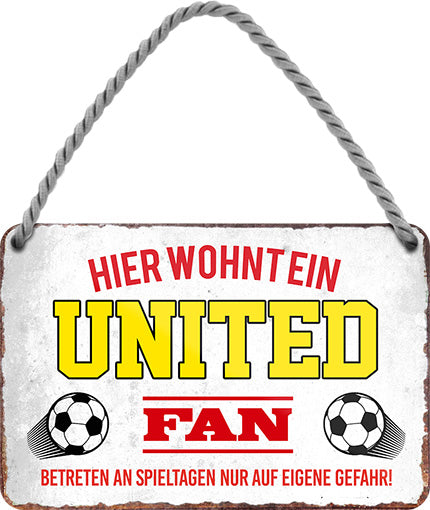 4252024204773 Schilderstore24 Schilderstore24 Blechschilder sind perfekt als Geschenk zu Weihnachten, Geburtstage, Feiern, Partys, Grillabende, Namenstag, Feiertag, Mädelsabend, Hochzeit. Jederzeit stilvoll im Wohnzimmer, Partykeller, Garage, Praxis, Büro, Café, Hauseingang Fußball Mannschaft Verein Bolzen Ball sport liga kicken stadion freizeit	 ''United Fan''		18x12cm