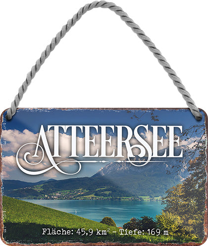 4252024211634 Schilderstore24 	Schilderstore24 Blechschilder sind perfekt als Geschenk zu Weihnachten, Geburtstage, Feiern, Partys, Grillabende, Namenstag, Feiertag, Mädelsabend, Hochzeit. Jederzeit stilvoll im Wohnzimmer, Partykeller, Garage, Praxis, Büro, Café, Hauseingang Landschaften Orte Städte Länder Urlaub See berge burgen schloss tal denkmal freizeit meer ''Atteersee''		18x12cm
