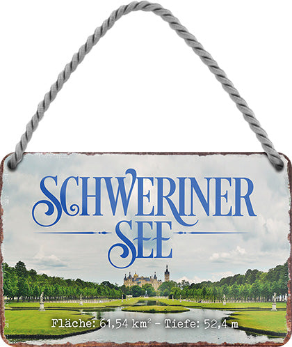 4252024212006 Schilderstore24 	Schilderstore24 Blechschilder sind perfekt als Geschenk zu Weihnachten, Geburtstage, Feiern, Partys, Grillabende, Namenstag, Feiertag, Mädelsabend, Hochzeit. Jederzeit stilvoll im Wohnzimmer, Partykeller, Garage, Praxis, Büro, Café, Hauseingang Landschaften Orte Städte Länder Urlaub See berge burgen schloss tal denkmal freizeit meer ''Schweriner See''		18x12cm