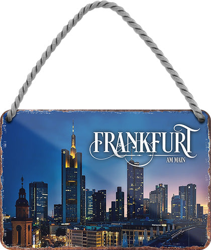 4252024212273 Schilderstore24 Schilderstore24 Blechschilder sind perfekt als Geschenk zu Weihnachten, Geburtstage, Feiern, Partys, Grillabende, Namenstag, Feiertag, Mädelsabend, Hochzeit. Jederzeit stilvoll im Wohnzimmer, Partykeller, Garage, Praxis, Büro, Café, Hauseingang Landschaften Orte Städte Länder Urlaub See berge burgen schloss tal denkmal freizeit meer	 ''Frankfurt''		18x12cm