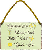 4252024206661 Schilderstore24 	Schilderstore24 Blechschilder sind perfekt als Geschenk zu Weihnachten, Geburtstage, Feiern, Partys, Grillabende, Namenstag, Feiertag, Mädelsabend, Hochzeit. Jederzeit stilvoll im Wohnzimmer, Partykeller, Garage, Praxis, Büro, Café, Hauseingang Weisheiten Leben Sprichwörter Tipp wahrheit sprichwort tiefsinnig ratschlag ''Geburtsort Erde. Rasse Mensch''		18x12cm