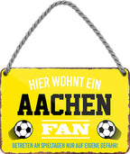 4252024203677 Schilderstore24 	Schilderstore24 Blechschilder sind perfekt als Geschenk zu Weihnachten, Geburtstage, Feiern, Partys, Grillabende, Namenstag, Feiertag, Mädelsabend, Hochzeit. Jederzeit stilvoll im Wohnzimmer, Partykeller, Garage, Praxis, Büro, Café, Hauseingang Fußball Mannschaft Verein Bolzen Ball sport liga kicken stadion freizeit ''Aachen Fan''		18x12cm