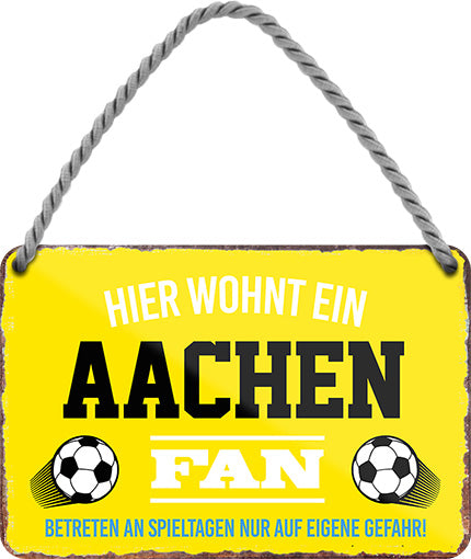 4252024203677 Schilderstore24 	Schilderstore24 Blechschilder sind perfekt als Geschenk zu Weihnachten, Geburtstage, Feiern, Partys, Grillabende, Namenstag, Feiertag, Mädelsabend, Hochzeit. Jederzeit stilvoll im Wohnzimmer, Partykeller, Garage, Praxis, Büro, Café, Hauseingang Fußball Mannschaft Verein Bolzen Ball sport liga kicken stadion freizeit ''Aachen Fan''		18x12cm