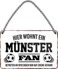 4252024204094 Schilderstore24 	Schilderstore24 Blechschilder sind perfekt als Geschenk zu Weihnachten, Geburtstage, Feiern, Partys, Grillabende, Namenstag, Feiertag, Mädelsabend, Hochzeit. Jederzeit stilvoll im Wohnzimmer, Partykeller, Garage, Praxis, Büro, Café, Hauseingang Fußball Mannschaft Verein Bolzen Ball sport liga kicken stadion freizeit ''Münster Fan''		18x12cm