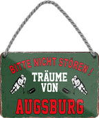 4252024212679 Schilderstore24 	Schilderstore24 Blechschilder sind perfekt als Geschenk zu Weihnachten, Geburtstage, Feiern, Partys, Grillabende, Namenstag, Feiertag, Mädelsabend, Hochzeit. Jederzeit stilvoll im Wohnzimmer, Partykeller, Garage, Praxis, Büro, Café, Hauseingang Hockey Eishockey Liga Teamsport Verein Puck sport mannschaft schläger eislaufen schlittschuhe ''Träume von Augsburg''		18x12cm