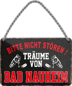 4252024212693 Schilderstore24 	Schilderstore24 Blechschilder sind perfekt als Geschenk zu Weihnachten, Geburtstage, Feiern, Partys, Grillabende, Namenstag, Feiertag, Mädelsabend, Hochzeit. Jederzeit stilvoll im Wohnzimmer, Partykeller, Garage, Praxis, Büro, Café, Hauseingang Hockey Eishockey Liga Teamsport Verein Puck sport mannschaft schläger eislaufen schlittschuhe ''Träume von Bad Nauheim''		18x12cm