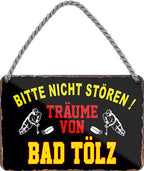 4252024212709 Schilderstore24 	Schilderstore24 Blechschilder sind perfekt als Geschenk zu Weihnachten, Geburtstage, Feiern, Partys, Grillabende, Namenstag, Feiertag, Mädelsabend, Hochzeit. Jederzeit stilvoll im Wohnzimmer, Partykeller, Garage, Praxis, Büro, Café, Hauseingang Hockey Eishockey Liga Teamsport Verein Puck sport mannschaft schläger eislaufen schlittschuhe ''Träume von Bad Tölz''		18x12cm