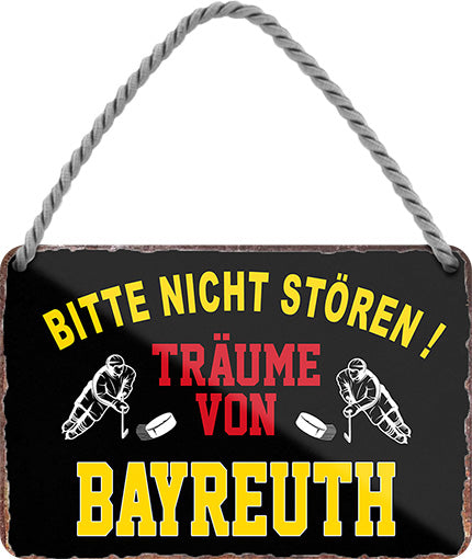 4252024212716 Schilderstore24 Schilderstore24 Blechschilder sind perfekt als Geschenk zu Weihnachten, Geburtstage, Feiern, Partys, Grillabende, Namenstag, Feiertag, Mädelsabend, Hochzeit. Jederzeit stilvoll im Wohnzimmer, Partykeller, Garage, Praxis, Büro, Café, Hauseingang Hockey Eishockey Liga Teamsport Verein Puck sport mannschaft schläger eislaufen schlittschuhe	 ''Träume von Bayreuth''		18x12cm