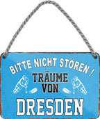 4252024212761 Schilderstore24 	Schilderstore24 Blechschilder sind perfekt als Geschenk zu Weihnachten, Geburtstage, Feiern, Partys, Grillabende, Namenstag, Feiertag, Mädelsabend, Hochzeit. Jederzeit stilvoll im Wohnzimmer, Partykeller, Garage, Praxis, Büro, Café, Hauseingang Hockey Eishockey Liga Teamsport Verein Puck sport mannschaft schläger eislaufen schlittschuhe ''Träume von Dresden''		18x12cm