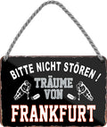 4252024212785 Schilderstore24 	Schilderstore24 Blechschilder sind perfekt als Geschenk zu Weihnachten, Geburtstage, Feiern, Partys, Grillabende, Namenstag, Feiertag, Mädelsabend, Hochzeit. Jederzeit stilvoll im Wohnzimmer, Partykeller, Garage, Praxis, Büro, Café, Hauseingang Hockey Eishockey Liga Teamsport Verein Puck sport mannschaft schläger eislaufen schlittschuhe ''Träume von Frankfurt''		18x12cm
