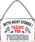4252024212792 Schilderstore24 Schilderstore24 Blechschilder sind perfekt als Geschenk zu Weihnachten, Geburtstage, Feiern, Partys, Grillabende, Namenstag, Feiertag, Mädelsabend, Hochzeit. Jederzeit stilvoll im Wohnzimmer, Partykeller, Garage, Praxis, Büro, Café, Hauseingang Hockey Eishockey Liga Teamsport Verein Puck sport mannschaft schläger eislaufen schlittschuhe	 ''Träume von Freiburg''		18x12cm