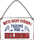4252024212808 Schilderstore24 	Schilderstore24 Blechschilder sind perfekt als Geschenk zu Weihnachten, Geburtstage, Feiern, Partys, Grillabende, Namenstag, Feiertag, Mädelsabend, Hochzeit. Jederzeit stilvoll im Wohnzimmer, Partykeller, Garage, Praxis, Büro, Café, Hauseingang Hockey Eishockey Liga Teamsport Verein Puck sport mannschaft schläger eislaufen schlittschuhe ''Träume von Heilbronn''		18x12cm