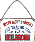 4252024212808 Schilderstore24 	Schilderstore24 Blechschilder sind perfekt als Geschenk zu Weihnachten, Geburtstage, Feiern, Partys, Grillabende, Namenstag, Feiertag, Mädelsabend, Hochzeit. Jederzeit stilvoll im Wohnzimmer, Partykeller, Garage, Praxis, Büro, Café, Hauseingang Hockey Eishockey Liga Teamsport Verein Puck sport mannschaft schläger eislaufen schlittschuhe ''Träume von Heilbronn''		18x12cm