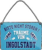 4252024212815 Schilderstore24 Schilderstore24 Blechschilder sind perfekt als Geschenk zu Weihnachten, Geburtstage, Feiern, Partys, Grillabende, Namenstag, Feiertag, Mädelsabend, Hochzeit. Jederzeit stilvoll im Wohnzimmer, Partykeller, Garage, Praxis, Büro, Café, Hauseingang Hockey Eishockey Liga Teamsport Verein Puck sport mannschaft schläger eislaufen schlittschuhe	 ''Träume von Ingolstadt''		18x12cm