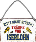 4252024212822 Schilderstore24 	Schilderstore24 Blechschilder sind perfekt als Geschenk zu Weihnachten, Geburtstage, Feiern, Partys, Grillabende, Namenstag, Feiertag, Mädelsabend, Hochzeit. Jederzeit stilvoll im Wohnzimmer, Partykeller, Garage, Praxis, Büro, Café, Hauseingang Hockey Eishockey Liga Teamsport Verein Puck sport mannschaft schläger eislaufen schlittschuhe ''Träume von Iserlohn''		18x12cm