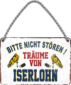 4252024212822 Schilderstore24 	Schilderstore24 Blechschilder sind perfekt als Geschenk zu Weihnachten, Geburtstage, Feiern, Partys, Grillabende, Namenstag, Feiertag, Mädelsabend, Hochzeit. Jederzeit stilvoll im Wohnzimmer, Partykeller, Garage, Praxis, Büro, Café, Hauseingang Hockey Eishockey Liga Teamsport Verein Puck sport mannschaft schläger eislaufen schlittschuhe ''Träume von Iserlohn''		18x12cm