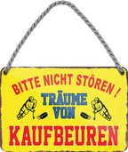 4252024212846 Schilderstore24 Schilderstore24 Blechschilder sind perfekt als Geschenk zu Weihnachten, Geburtstage, Feiern, Partys, Grillabende, Namenstag, Feiertag, Mädelsabend, Hochzeit. Jederzeit stilvoll im Wohnzimmer, Partykeller, Garage, Praxis, Büro, Café, Hauseingang Hockey Eishockey Liga Teamsport Verein Puck sport mannschaft schläger eislaufen schlittschuhe	 ''Träume von Kaufbeuren''		18x12cm