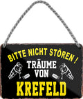 4252024212860 Schilderstore24 Schilderstore24 Blechschilder sind perfekt als Geschenk zu Weihnachten, Geburtstage, Feiern, Partys, Grillabende, Namenstag, Feiertag, Mädelsabend, Hochzeit. Jederzeit stilvoll im Wohnzimmer, Partykeller, Garage, Praxis, Büro, Café, Hauseingang Hockey Eishockey Liga Teamsport Verein Puck sport mannschaft schläger eislaufen schlittschuhe	 ''Träume von Krefeld''		18x12cm