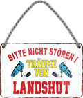 4252024212877 Schilderstore24 Schilderstore24 Blechschilder sind perfekt als Geschenk zu Weihnachten, Geburtstage, Feiern, Partys, Grillabende, Namenstag, Feiertag, Mädelsabend, Hochzeit. Jederzeit stilvoll im Wohnzimmer, Partykeller, Garage, Praxis, Büro, Café, Hauseingang Hockey Eishockey Liga Teamsport Verein Puck sport mannschaft schläger eislaufen schlittschuhe	 ''Träume von Landshut''		18x12cm