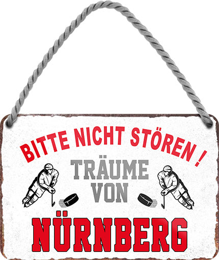 4252024212907 Schilderstore24 Schilderstore24 Blechschilder sind perfekt als Geschenk zu Weihnachten, Geburtstage, Feiern, Partys, Grillabende, Namenstag, Feiertag, Mädelsabend, Hochzeit. Jederzeit stilvoll im Wohnzimmer, Partykeller, Garage, Praxis, Büro, Café, Hauseingang Hockey Eishockey Liga Teamsport Verein Puck sport mannschaft schläger eislaufen schlittschuhe	 ''Träume von Nürnberg''		18x12cm
