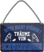 4252024212921 Schilderstore24 Schilderstore24 Blechschilder sind perfekt als Geschenk zu Weihnachten, Geburtstage, Feiern, Partys, Grillabende, Namenstag, Feiertag, Mädelsabend, Hochzeit. Jederzeit stilvoll im Wohnzimmer, Partykeller, Garage, Praxis, Büro, Café, Hauseingang Hockey Eishockey Liga Teamsport Verein Puck sport mannschaft schläger eislaufen schlittschuhe	 ''Träume von Schwenningen''		18x12cm