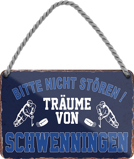 4252024212921 Schilderstore24 Schilderstore24 Blechschilder sind perfekt als Geschenk zu Weihnachten, Geburtstage, Feiern, Partys, Grillabende, Namenstag, Feiertag, Mädelsabend, Hochzeit. Jederzeit stilvoll im Wohnzimmer, Partykeller, Garage, Praxis, Büro, Café, Hauseingang Hockey Eishockey Liga Teamsport Verein Puck sport mannschaft schläger eislaufen schlittschuhe	 ''Träume von Schwenningen''		18x12cm