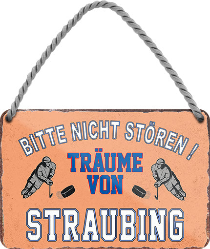 4252024212938 Schilderstore24 	Schilderstore24 Blechschilder sind perfekt als Geschenk zu Weihnachten, Geburtstage, Feiern, Partys, Grillabende, Namenstag, Feiertag, Mädelsabend, Hochzeit. Jederzeit stilvoll im Wohnzimmer, Partykeller, Garage, Praxis, Büro, Café, Hauseingang Hockey Eishockey Liga Teamsport Verein Puck sport mannschaft schläger eislaufen schlittschuhe ''Träume von Straubing''		18x12cm
