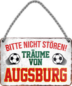 4252024204179	Schilderstore24 	Schilderstore24 Blechschilder sind perfekt als Geschenk zu Weihnachten, Geburtstage, Feiern, Partys, Grillabende, Namenstag, Feiertag, Mädelsabend, Hochzeit. Jederzeit stilvoll im Wohnzimmer, Partykeller, Garage, Praxis, Büro, Café, Hauseingang Fußball Mannschaft Verein Bolzen Ball sport liga kicken stadion freizeit ''Träume von Augsburg''		18x12cm