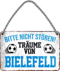 4252024204193 Schilderstore24 	Schilderstore24 Blechschilder sind perfekt als Geschenk zu Weihnachten, Geburtstage, Feiern, Partys, Grillabende, Namenstag, Feiertag, Mädelsabend, Hochzeit. Jederzeit stilvoll im Wohnzimmer, Partykeller, Garage, Praxis, Büro, Café, Hauseingang Fußball Mannschaft Verein Bolzen Ball sport liga kicken stadion freizeit ''Träume von Bielefeld''		18x12cm