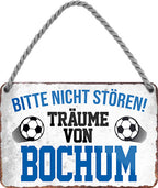 4252024204209 Schilderstore24 	Schilderstore24 Blechschilder sind perfekt als Geschenk zu Weihnachten, Geburtstage, Feiern, Partys, Grillabende, Namenstag, Feiertag, Mädelsabend, Hochzeit. Jederzeit stilvoll im Wohnzimmer, Partykeller, Garage, Praxis, Büro, Café, Hauseingang Fußball Mannschaft Verein Bolzen Ball sport liga kicken stadion freizeit ''Träume von Bochum''		18x12cm