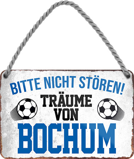 4252024204209 Schilderstore24 	Schilderstore24 Blechschilder sind perfekt als Geschenk zu Weihnachten, Geburtstage, Feiern, Partys, Grillabende, Namenstag, Feiertag, Mädelsabend, Hochzeit. Jederzeit stilvoll im Wohnzimmer, Partykeller, Garage, Praxis, Büro, Café, Hauseingang Fußball Mannschaft Verein Bolzen Ball sport liga kicken stadion freizeit ''Träume von Bochum''		18x12cm