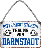 4252024204230 Schilderstore24 	Schilderstore24 Blechschilder sind perfekt als Geschenk zu Weihnachten, Geburtstage, Feiern, Partys, Grillabende, Namenstag, Feiertag, Mädelsabend, Hochzeit. Jederzeit stilvoll im Wohnzimmer, Partykeller, Garage, Praxis, Büro, Café, Hauseingang Fußball Mannschaft Verein Bolzen Ball sport liga kicken stadion freizeit ''Träume von Darmstadt''		18x12cm
